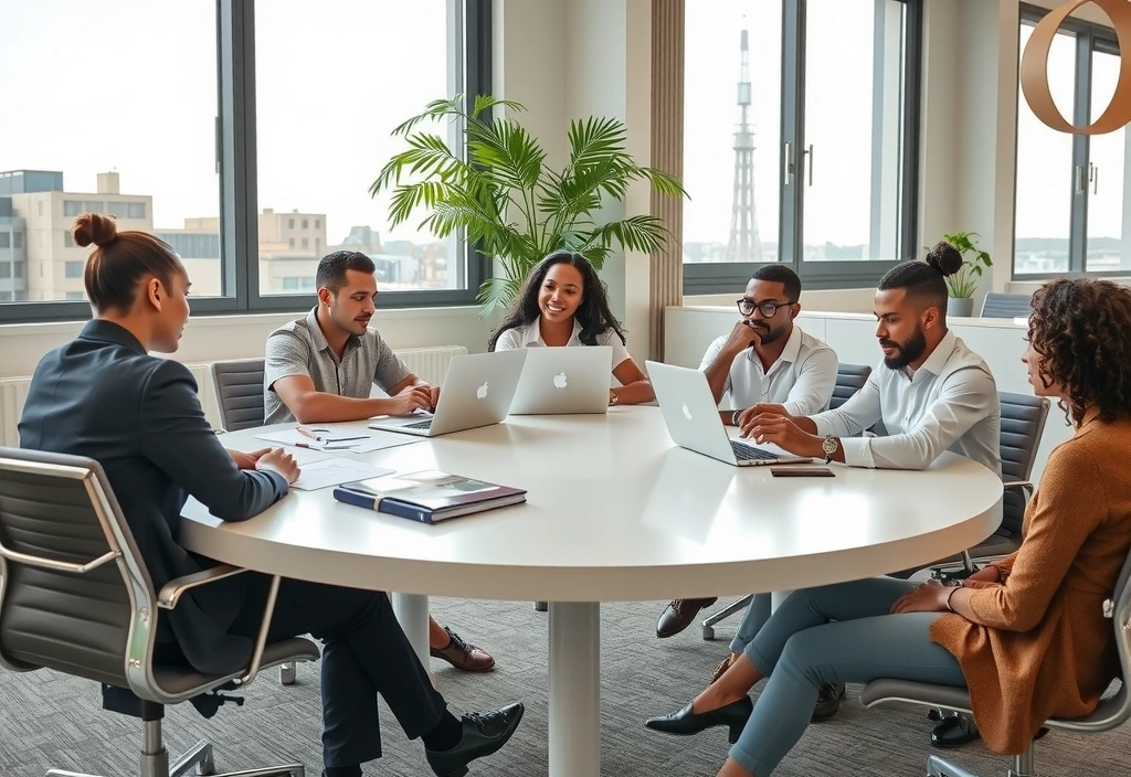 GrowthRoute team collaborating in modern office environment